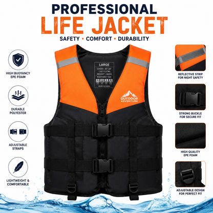 Premium Life Jacket for Adults Large | Swimming, Fishing, Boating & Sailing Safety Vest | Comfortable Lightweight Floatation Jacket for Water Sports